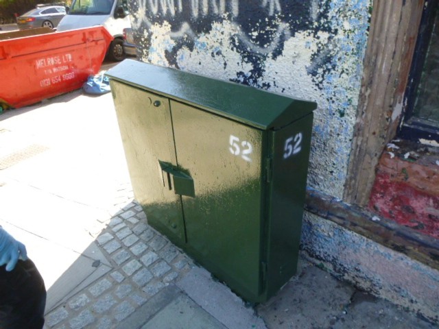 Showcase after repairs have been made to green box